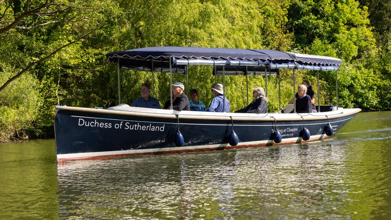 The Duchess of Sutherland boat on the water at Boating for Cliveden
